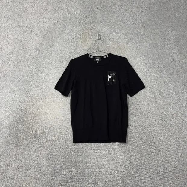 DKNY 골프 여성 블랙 니트 반팔 티 L