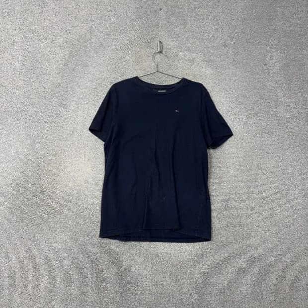 타미힐피거 네이비 로고 캐주얼 코튼 반팔티 M