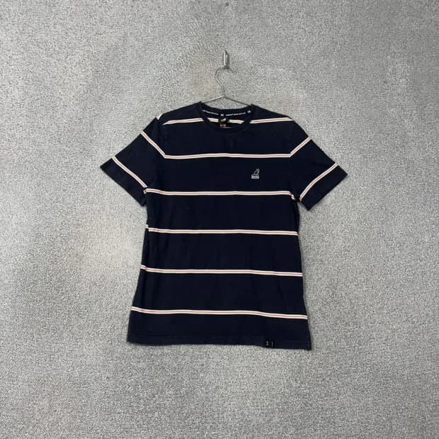캉골 스트라이프 네이비 로고 코튼 반팔티 L