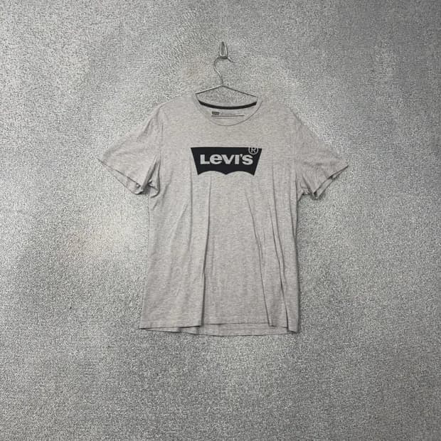 리바이스 프린팅 라이트 그레이 반팔 티 L