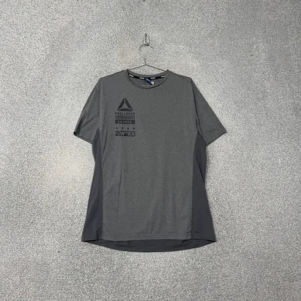 리복 그레이 로고 남성 기능성 운동 반팔 티 2XL