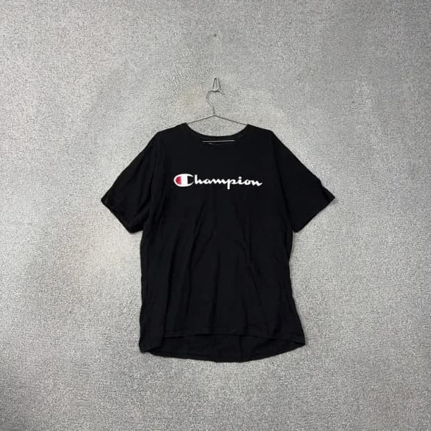 챔피온 프린팅 로고 블랙 반팔 티 XL