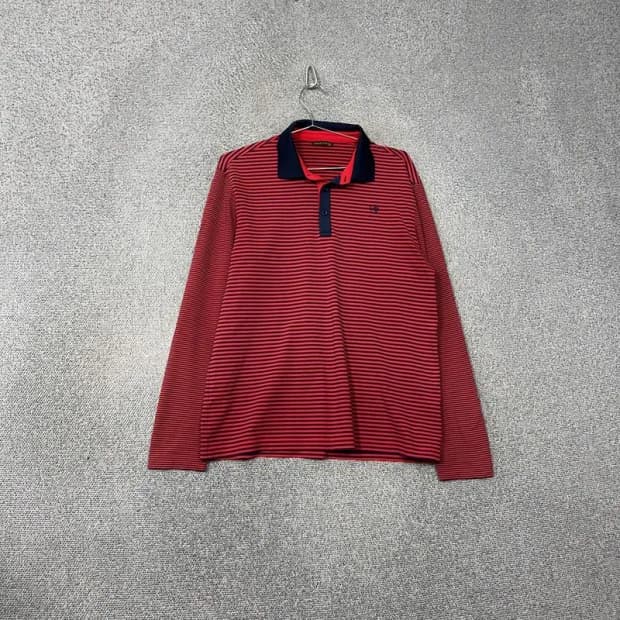 루이까스텔 골프 로고 스트라이프 레드 긴팔 카라티 105