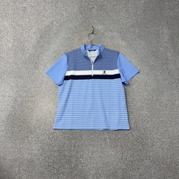 블랙야크 스트라이프 라이트 블루 기능성 반팔 카라티 105