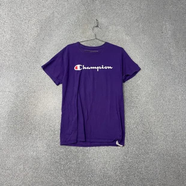 챔피온 프린팅 퍼플 로고 남성 반팔 티 M