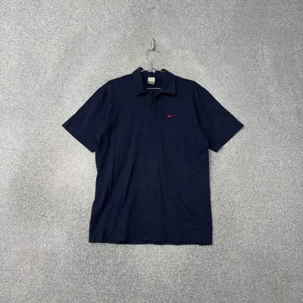 나이키 네이비 로고 남성 반팔 카라티 100