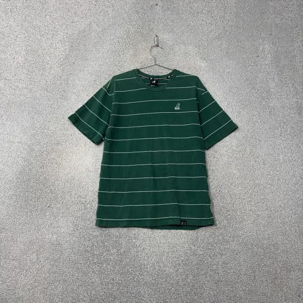 캉골 스트라이프 그린 로고 남성 반팔 티 L