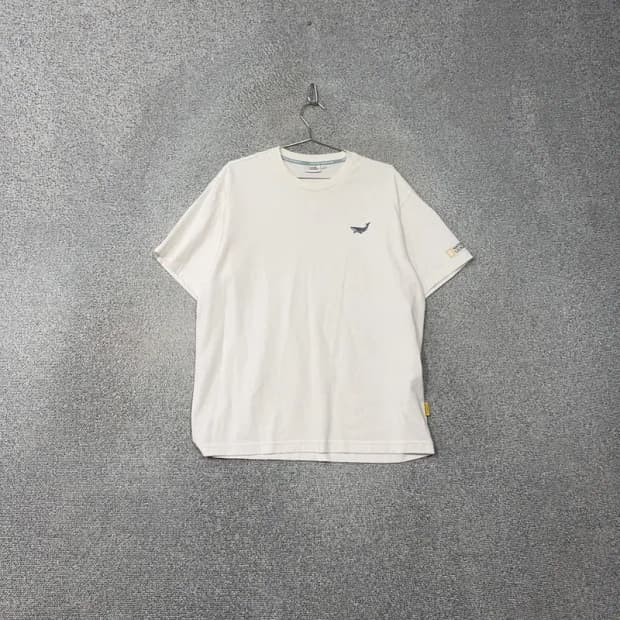 내셔널지오그래픽 화이트 로고 남성 캐주얼 반팔티 L