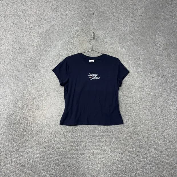 타미 진스 프린팅 네이비 여성 숏 반팔티 L