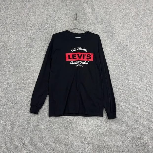 리바이스 프린팅 블랙 빈티지 긴팔 티 M