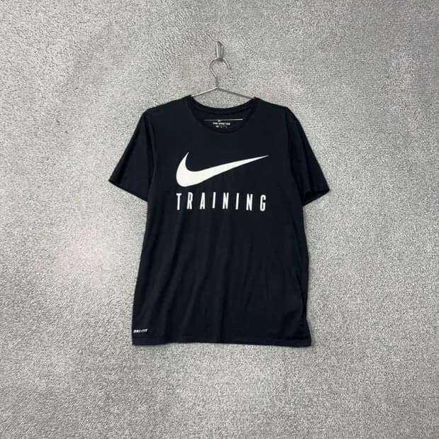 나이키 트레이닝 로고 프린팅 네이비 반팔 티 L