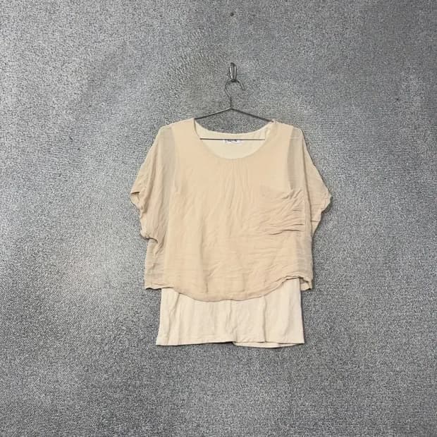 마인드브릿지 베이지 레이어드 블라우스 반팔 55