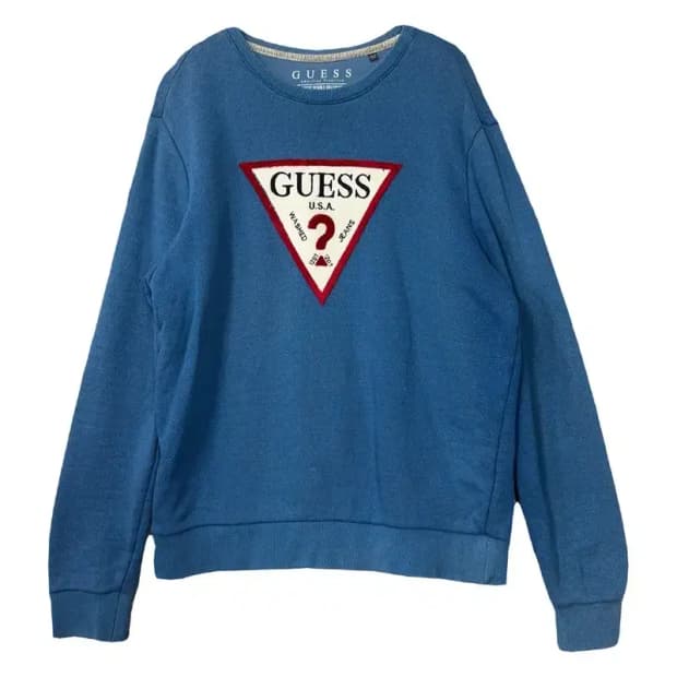 게스 프린팅 블루 맨투맨 L