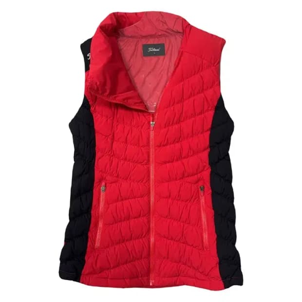 타이틀리스트 구스다운 레드 패딩 조끼 S