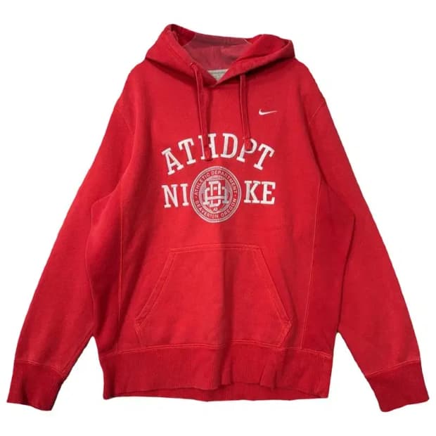 나이키 빈티지 프린팅 레드 후드티 G