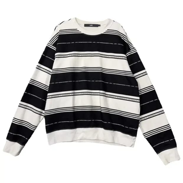 엘엠씨 스트라이프 블랙 맨투맨 S