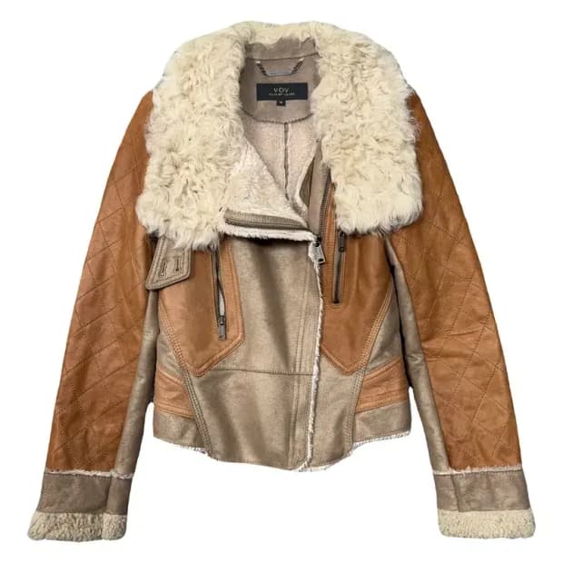 VOICE OF VOICES 브라운 베이지 투톤 무스탕 자켓 55