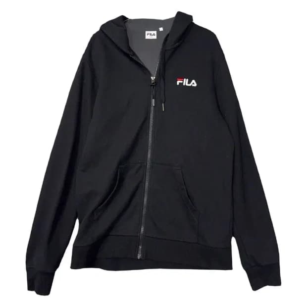 휠라 블랙 로고 캐주얼 후드집업 LARGE