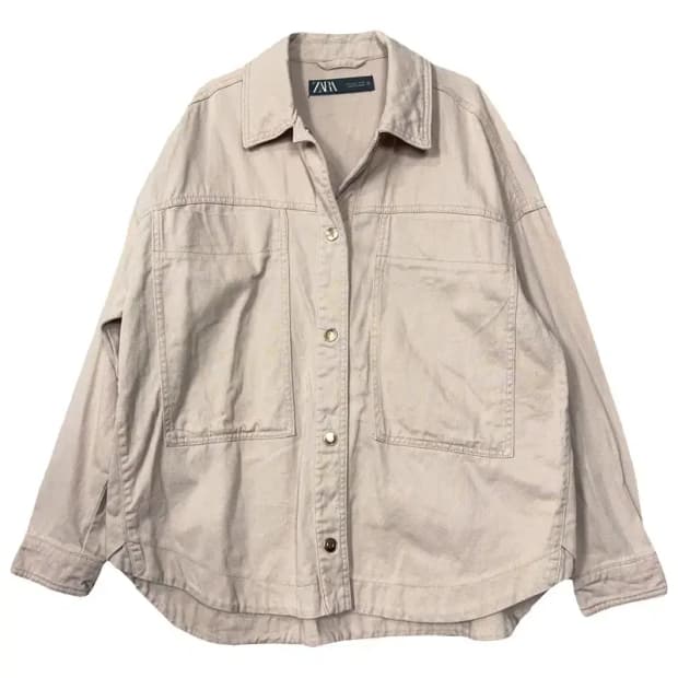 자라 베이지 빈티지 오버핏 카펜터 셔츠 자켓 S
