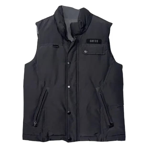 게스 블랙 덕다운 패딩조끼 M