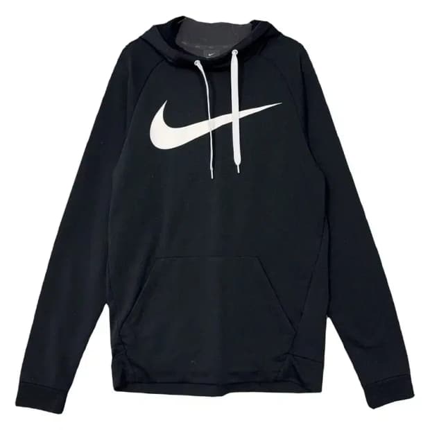 나이키 빅로고 프린팅 블랙 후드티 S