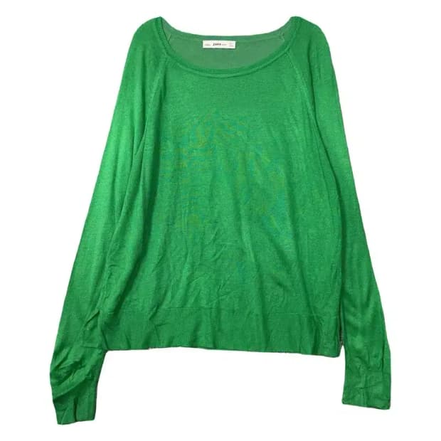 자라 그린 오버핏 비스코스 니트 L