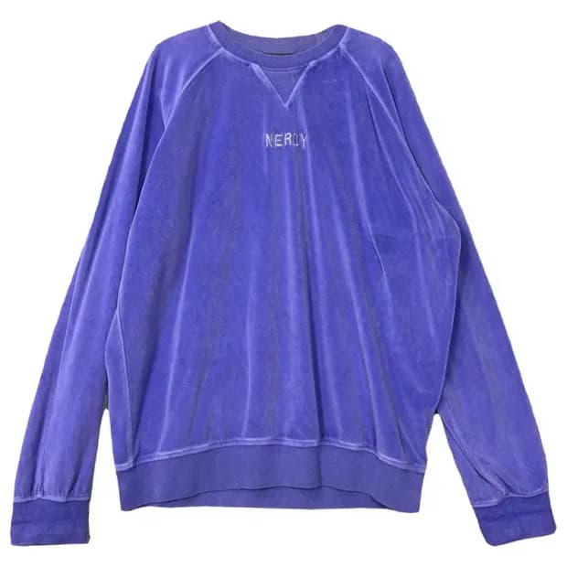 널디 퍼플 벨벳 자수 로고 빈티지 맨투맨 M