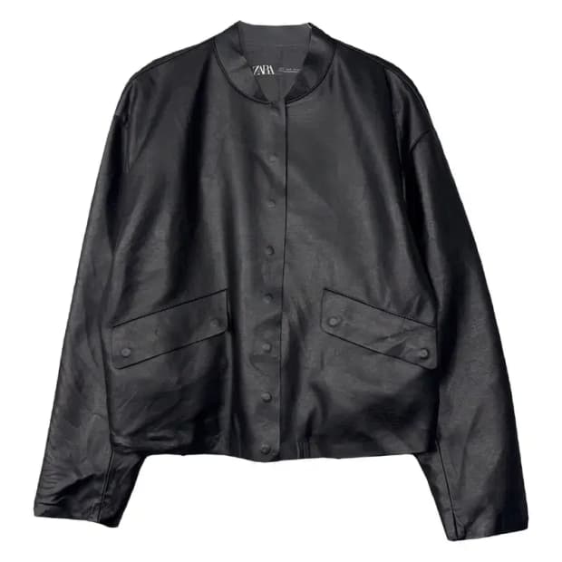 자라 블랙 레자 블루종 자켓 S