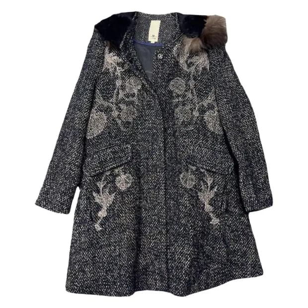 오즈세컨 클래식 패턴 그레이 울 코트 55