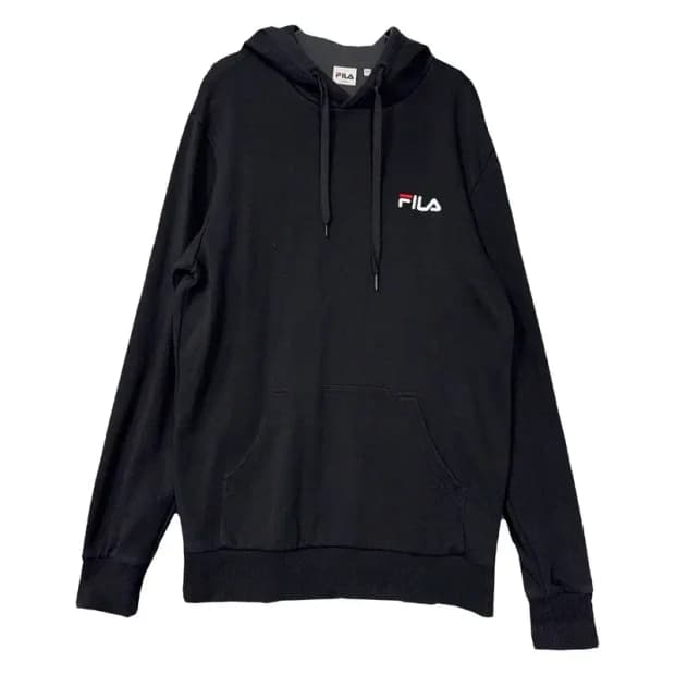 휠라 블랙 로고 후드티 LARGE