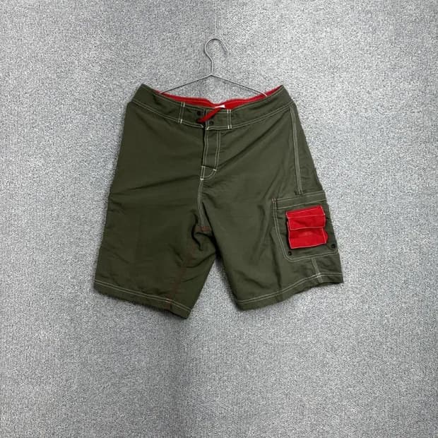 스투시 카키 카고 반바지 S