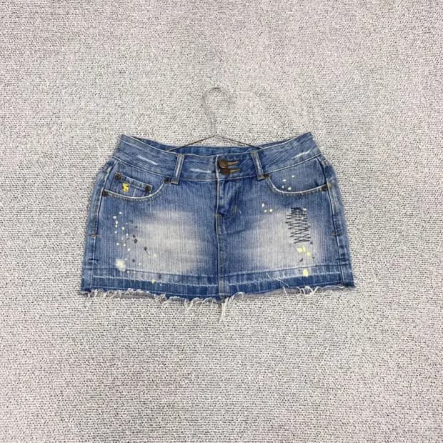 아베크롬비 Y2K 페인팅 데님 핫팬츠