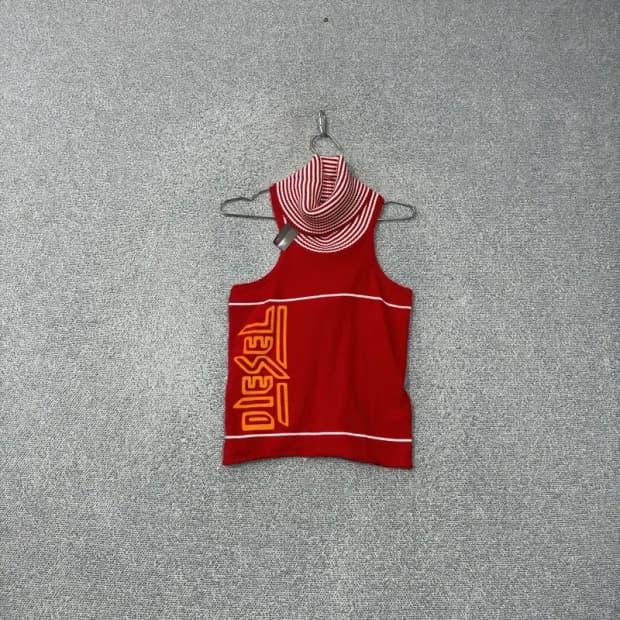 [새상품]디젤 00's 넥워머 Y2K 크롭 코튼 니트 나시 M