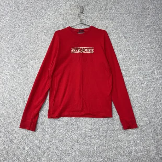아베크롬비 로고 레드 긴팔티 L