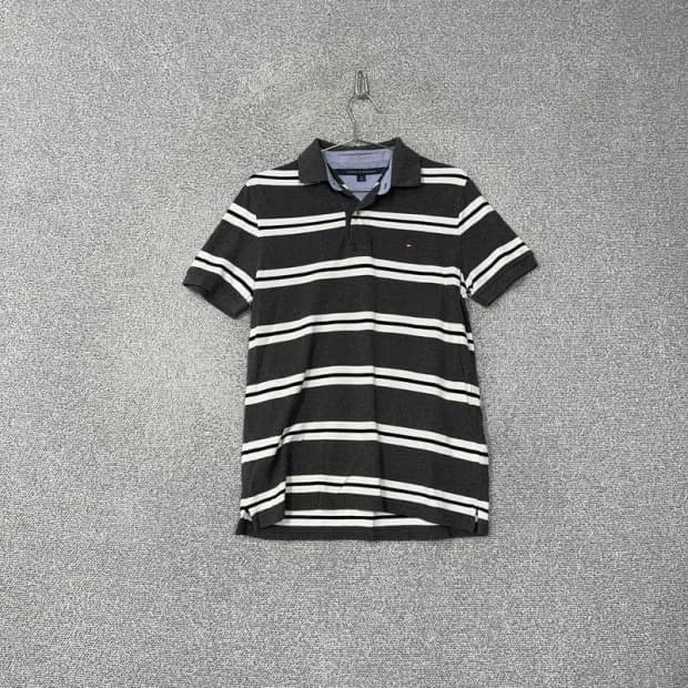 타미힐피거 스트라이프 로고 반팔 카라티 S
