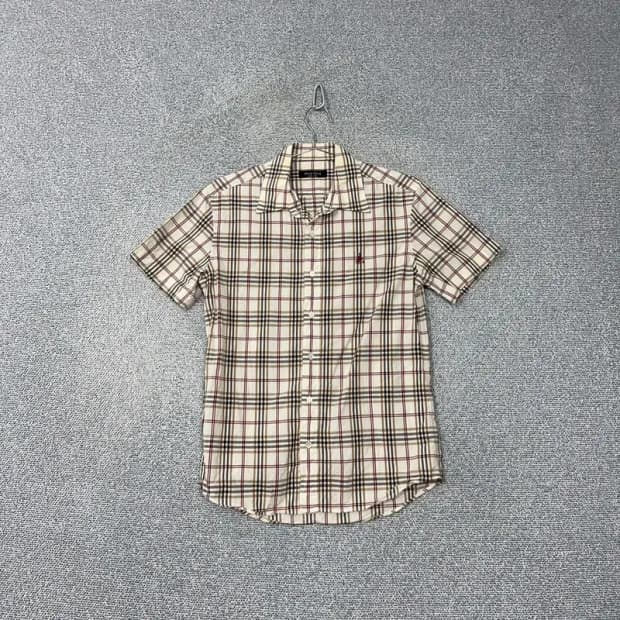 빈폴 로고 체크 반팔 셔츠 95