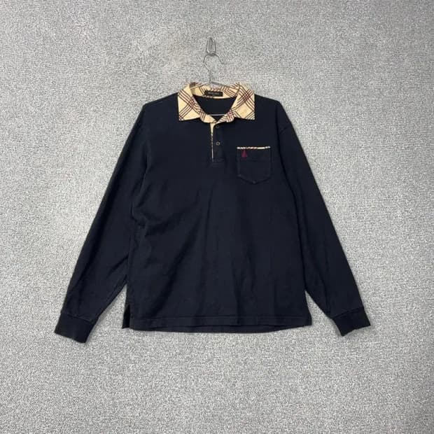 빈폴 남성 캐주얼 체크 카라 긴팔티 100