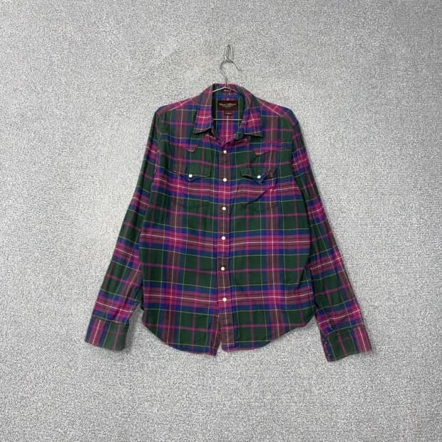 후아유 투포켓 빈티지 체크셔츠 S