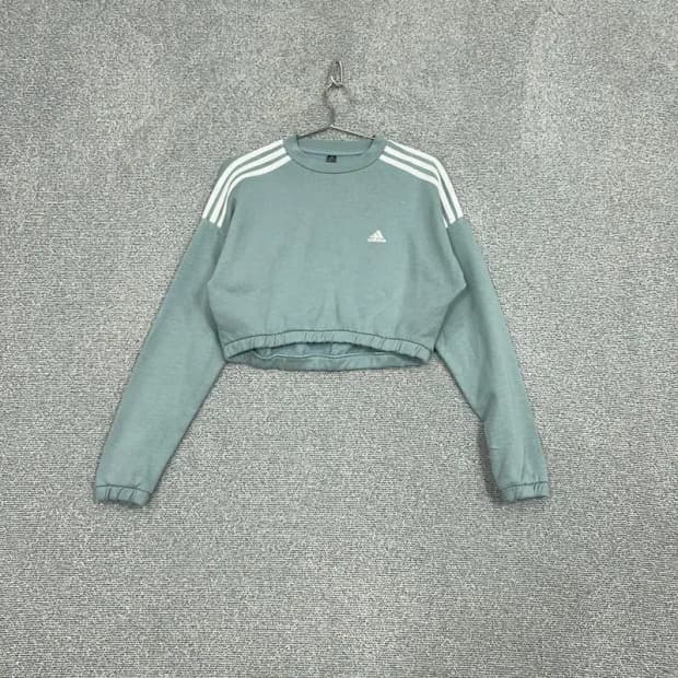 아디다스 민트 삼선 크롭 긴팔티 M