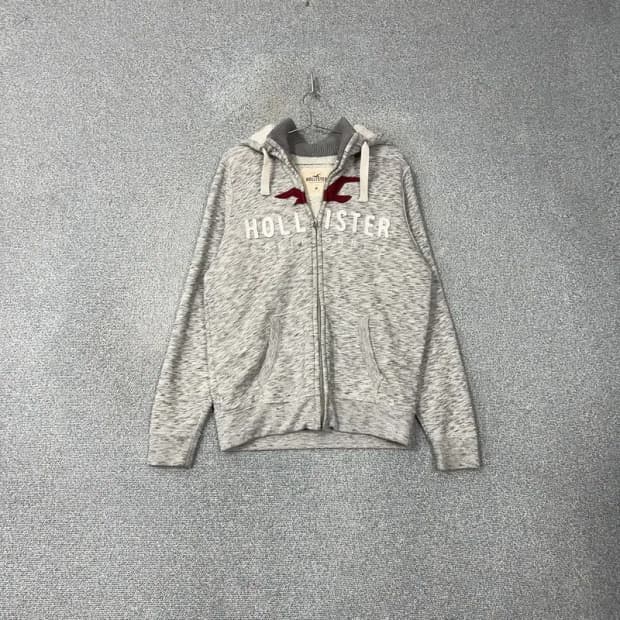 홀리스터 배색 로고 오버핏 후드집업 M