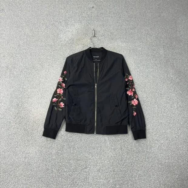 게스 빈티지 플라워 자수 블루종 XS