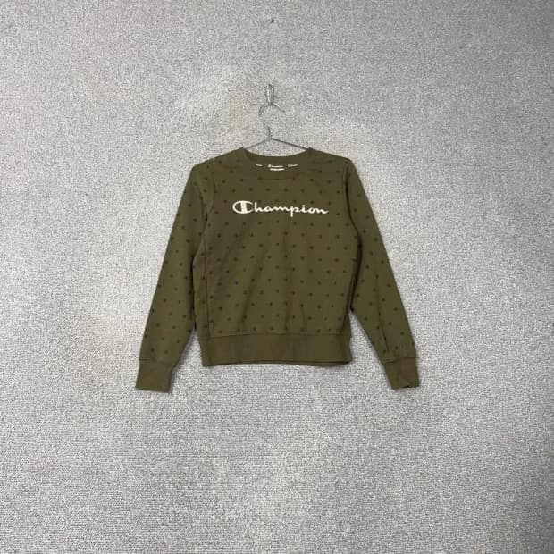 챔피온 도트 카키 맨투맨 XS