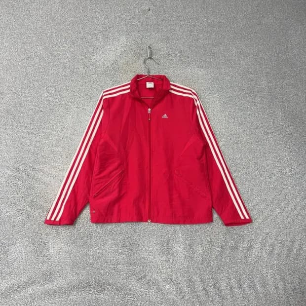 아디다스 삼선 레드 바람막이 90
