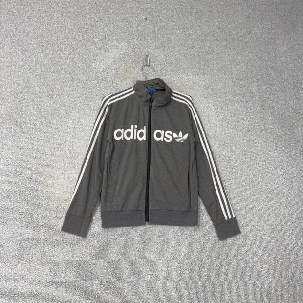 아디다스 스펠로고 그레이 삼선 트랙탑 저지 L