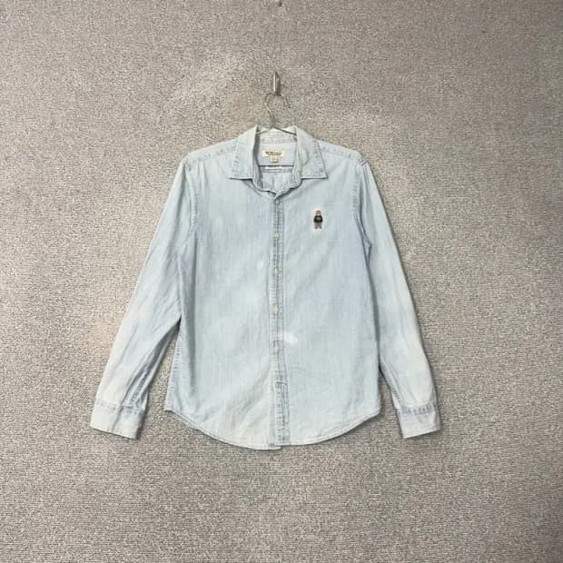 후아유 빈티지 베어 로고 데님셔츠 S