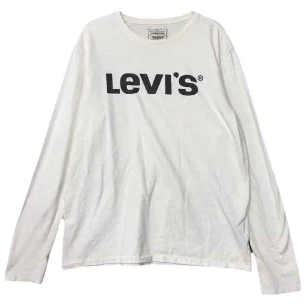 리바이스 프린팅 화이트 슬리브 긴팔티 L