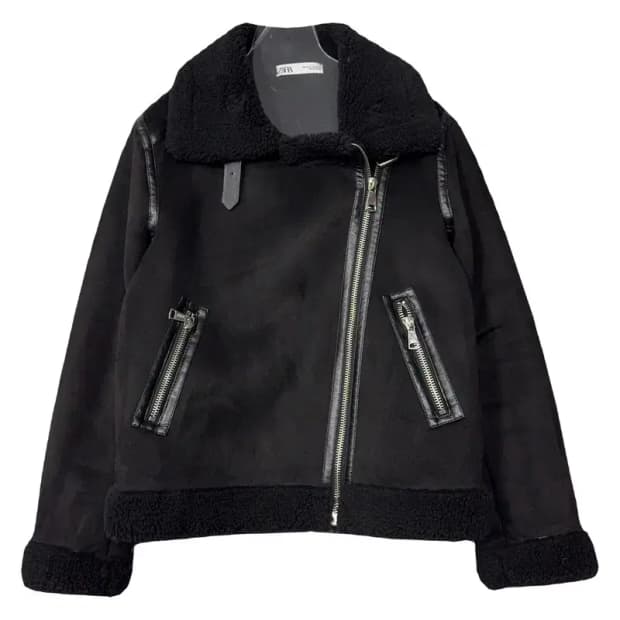 자라 블랙 여성 무스탕 자켓 XS