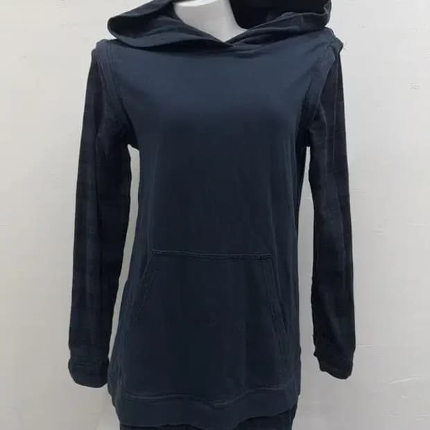 디젤 체크셔츠 레이어드 네이비 후드티 L