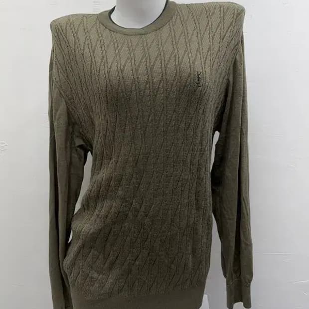 입생로랑 카키 체크 니트 105