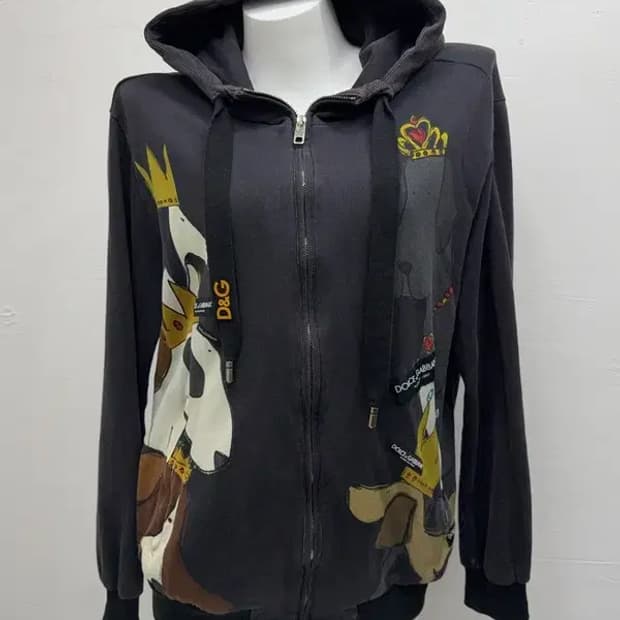 돌체 앤 가바나 프린팅 블랙 후드집업 107(7)